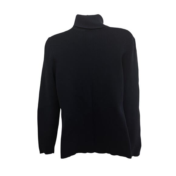 Y2K Lauren Ralph Lauren Navy Blue Ribbed Turtleneck Sweater. Size Large - Picture 3 of 5